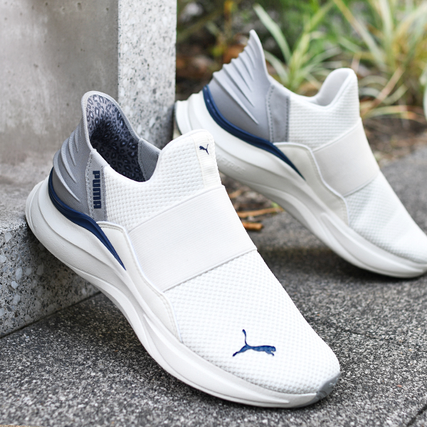 PUMA ソフトフィット グレー ヒョウ柄 スニーカー PUMA 立ったままスッと履ける ヒョウ柄 プーマ レディース