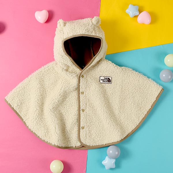 ノースフェイス 毛足の長い ベビー モコモコ フリース ポンチョ キッズ 子供 防風 THE NORTH FACE シェルパ フリース ポンチョ  NAB72308 2023秋冬新作