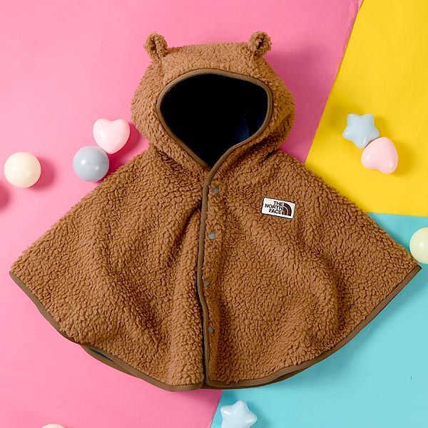 ノースフェイス 毛足の長い ベビー モコモコ フリース ポンチョ キッズ 子供 防風 THE NORTH FACE シェルパ フリース ポンチョ  NAB72308 2023秋冬新作