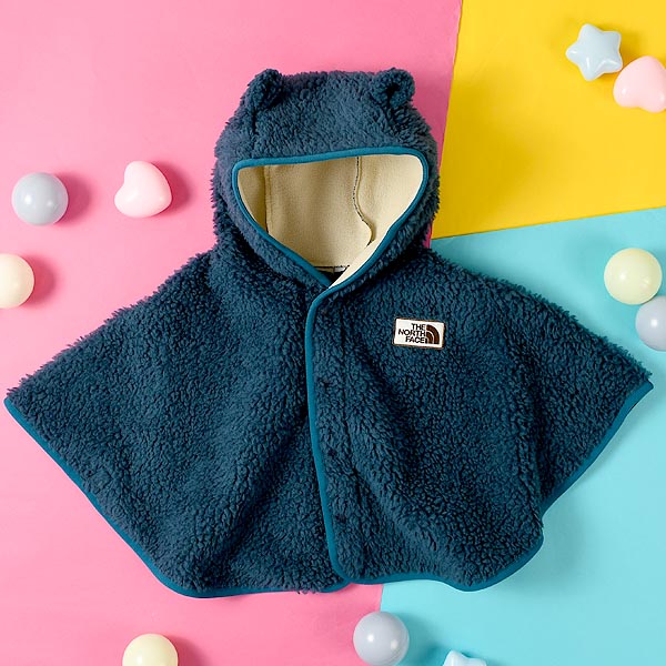 ノースフェイス 毛足の長い ベビー モコモコ フリース ポンチョ キッズ 子供 防風 THE NORTH FACE シェルパ フリース ポンチョ  NAB72308 2023秋冬新作