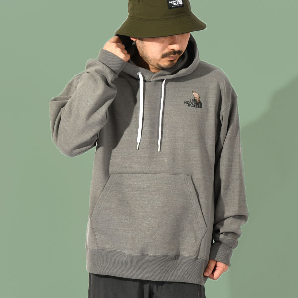 ヤマネコ刺繍 ノースフェイス 裏毛 スウェット パーカー メンズ レディース THE NORTH FACE フーディー プルオーバー 山猫 NT12535 2025春夏新作 THE NORTH FACE ヤマネコ刺繍 ノースフェイス 裏毛 スウェット