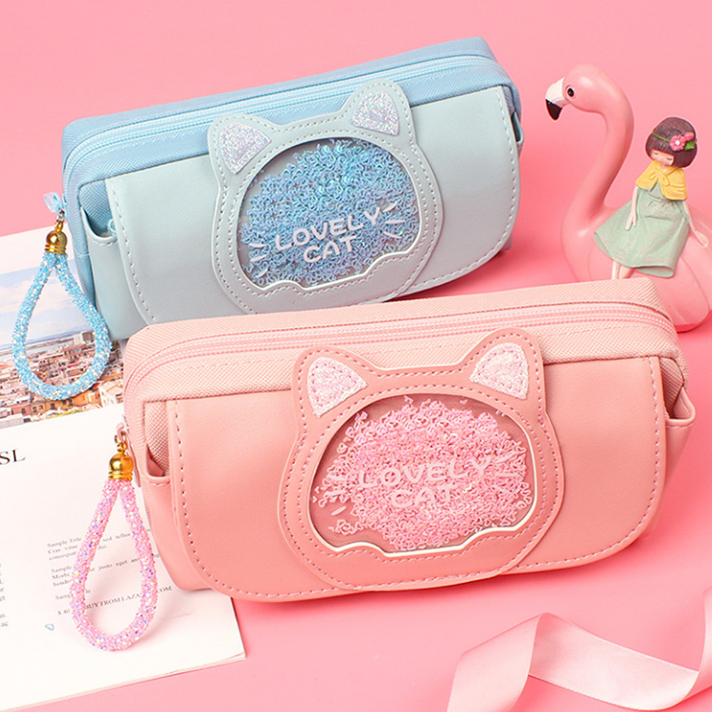 ペンケース 筆箱 ねこ 猫 パステル キラキラ 文具 筆記用具 入学準備