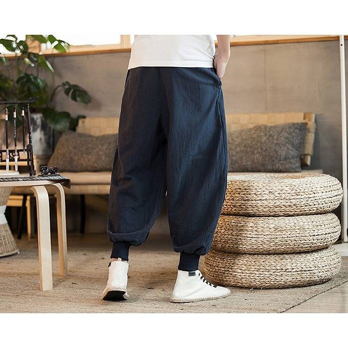 ネストローブ　サルエルパンツ　リネン　ゆったり　オシャレ　大きいサイズ サルエルパンツ 綿麻 メンズ ボトムス ウエストゴム ルーム