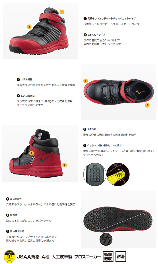 安全靴 ミズノ mizuno ALMIGHTY LS II 21M オールマイティ メンズ レディース ワークシューズ スニーカー作業靴 ベルクロ マジックテープ JSAA規格 A種 F1GA2200 - 10