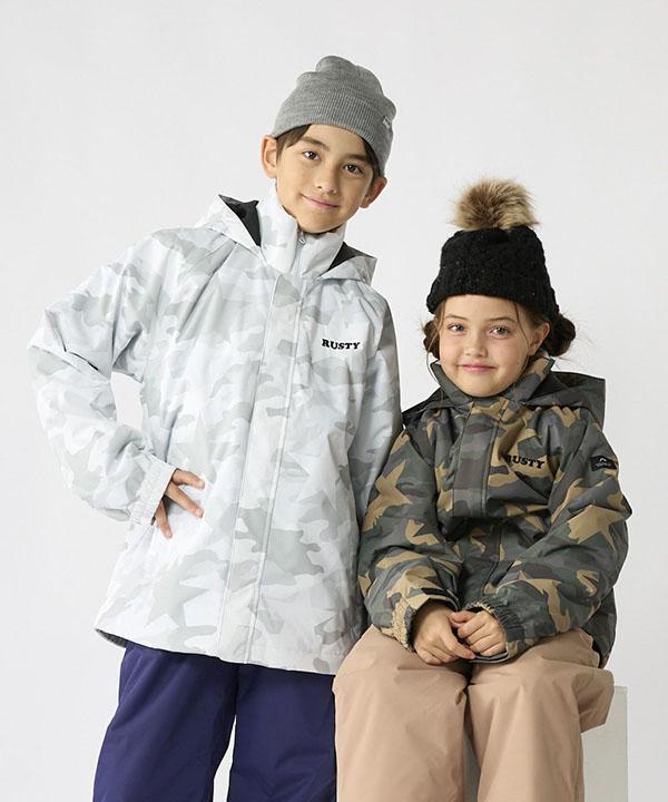 新品タグ付☆RUSTY ラスティ キッズ スキー スノーボードウェア 雪遊び RUSTY（ラスティ） 40%off スノーウェア 上下セット キッズ ジュニア