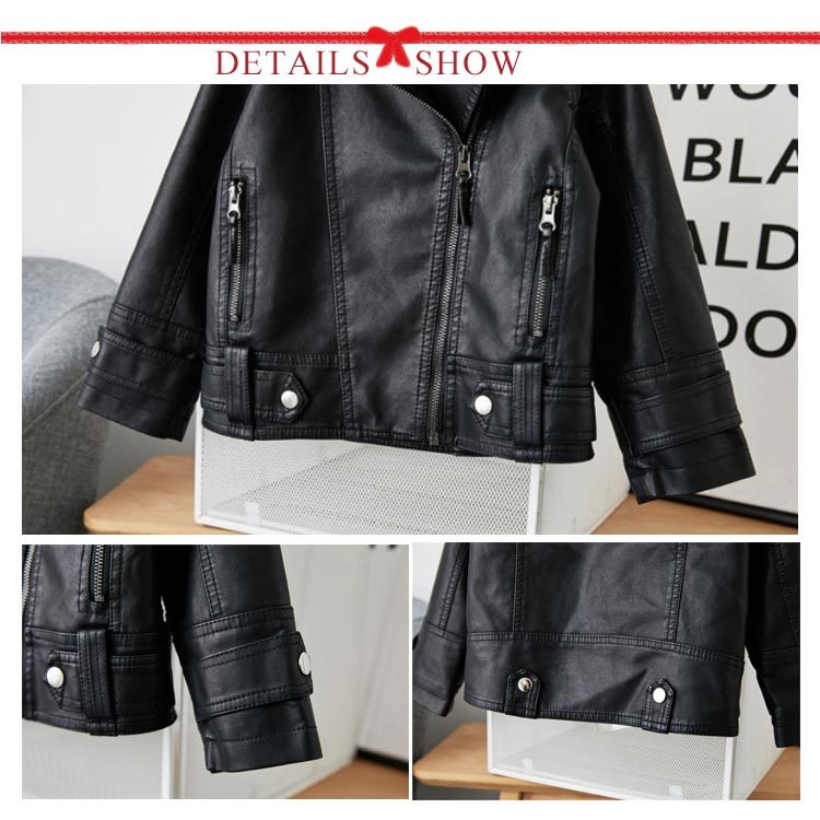 秋冬 90cm ライダースジャケット 子供 130cm 本革 アウター 子供服