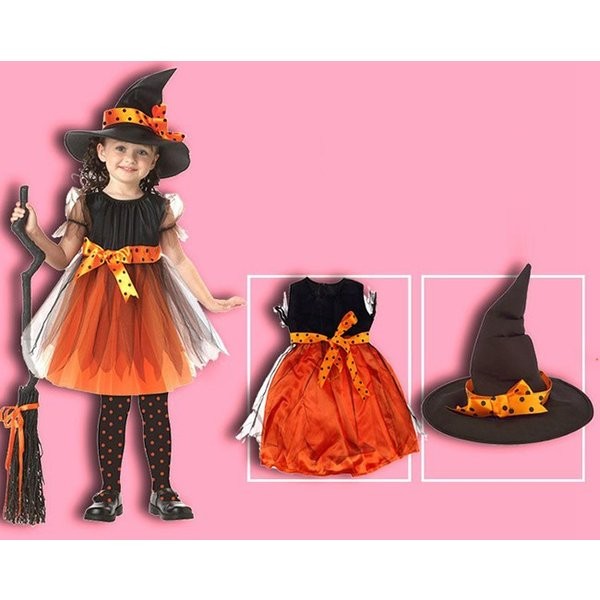 ハロウィン 仮装 女の子 120 魔女 帽子 スカート マント 小物 セット 紫