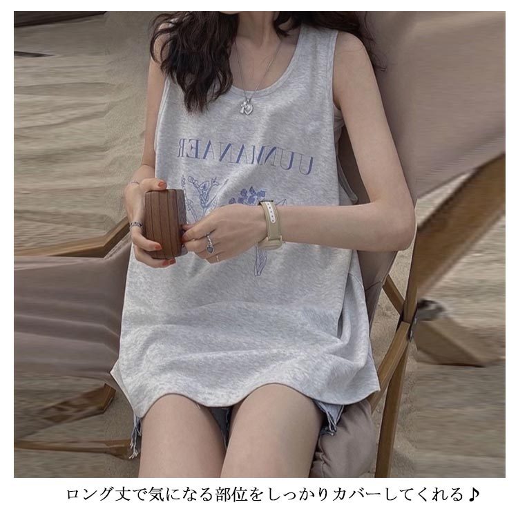 トップス シャツ スリット ノースリーブ ゆったり シルエット トップス シャツ スリット ノースリーブ ゆったり シルエット