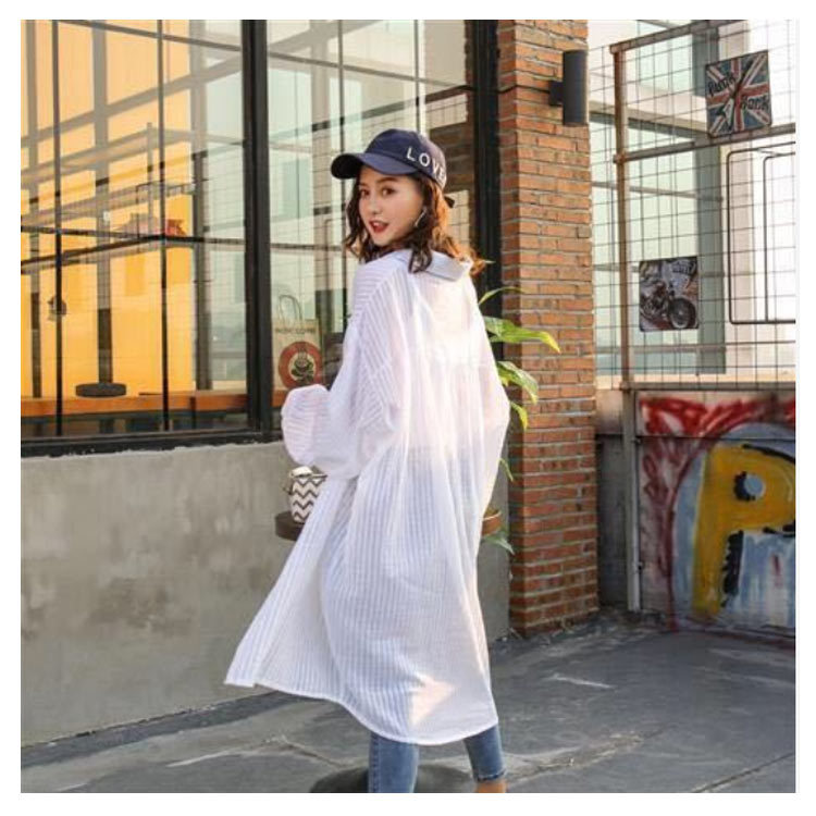 シャツ 透け感 長袖 シアーシャツ レディー ロングシャツ 送料無料