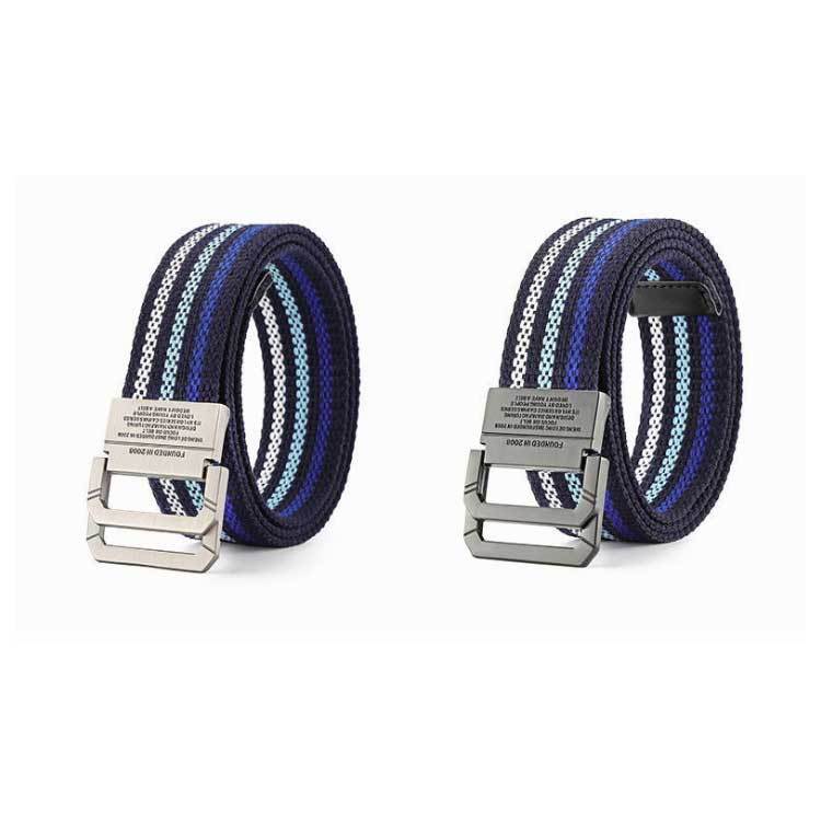 送料無料 キャンバス ベルト メンズ レディース リング 合金 ダブル