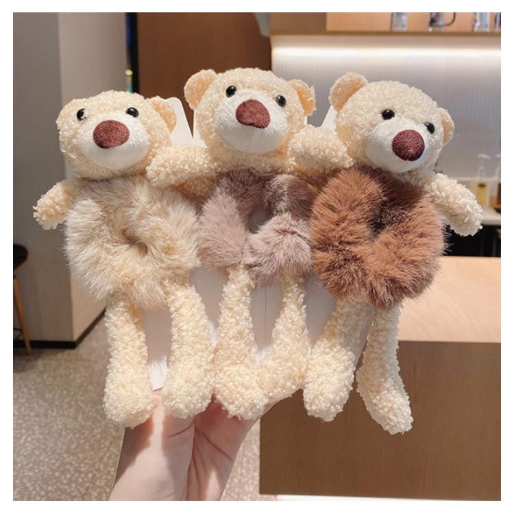 シュシュ 熊 ぬいぐるみ ヘアゴム ヘアアクセサリー 秋冬 くま クマ