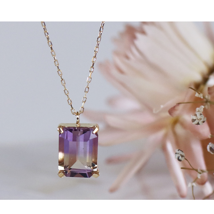 K18YG アメトリン ネックレス 1.2ct 18金 イエローゴールド バイカラー 