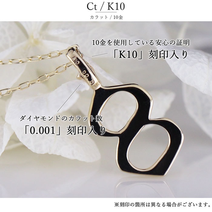 K10 ネックレス 数字 ダイヤモンド レディース 華奢 ゴールドネックレス 数字ネックレス 小粒 K10YG お守り 記念日 誕生日 プレゼント ギフト 女性用の画像