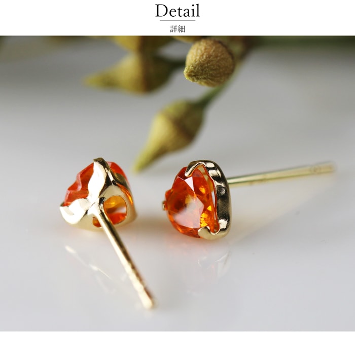 k18 ピアス オレンジガーネット ハート 通勤 通学 喜ぶ 嬉しい