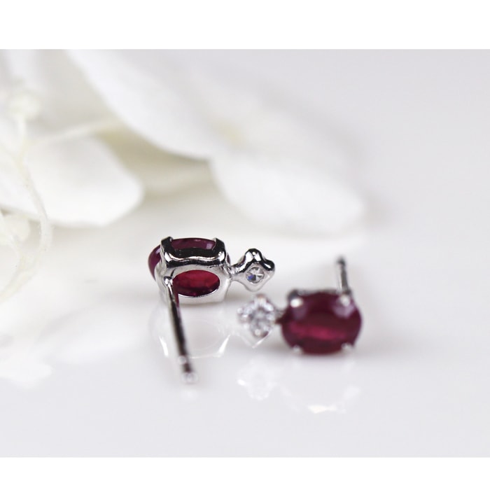 K18WG ピアス ルビー ダイヤモンド 18金 ホワイトゴールド 天然 レディース アクセサリー 小さめ ギフト 小さいピアス 小ぶり 上品 シンプル 7月 誕生石 4月 cdの画像