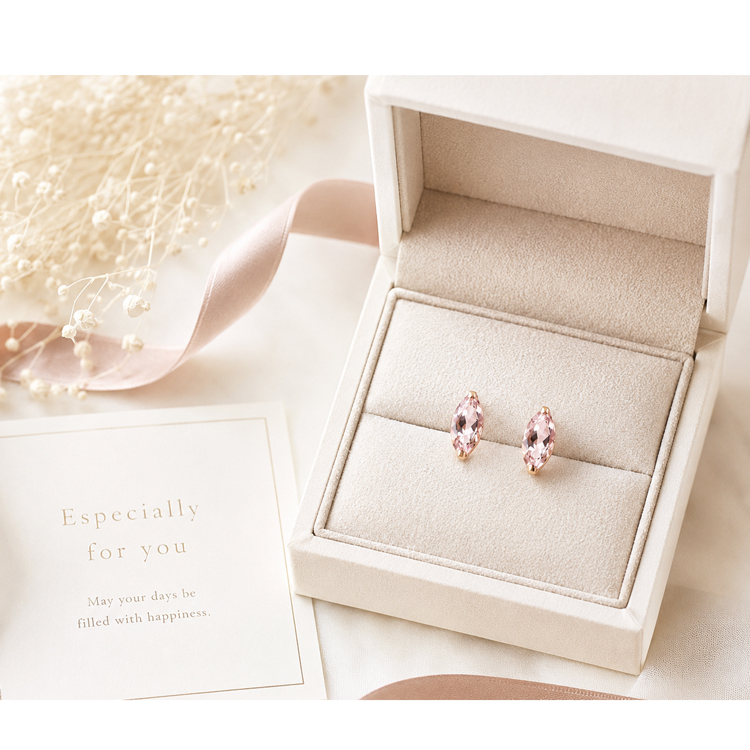 K18PG ピアス モルガナイト 0.8ct 一粒 18金 ピンクゴールド 小さめ 天然 華奢 小粒 レディース 金属アレルギー対応 シンプル 上品 誕生日 プレゼント ギフト mcの画像