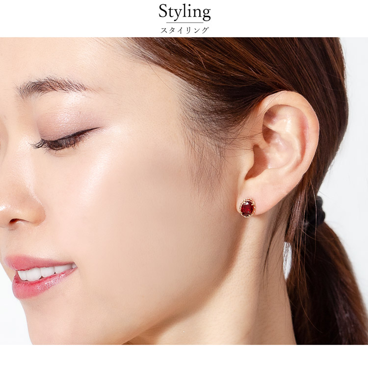 K18YG ガーネット 2.6ct ピアス 上品 シンプル レディース 一粒ピアス アクセサリー 天然石 大人 女性 イエローゴールド お祝い 18k 誕生日プレゼント tlの画像