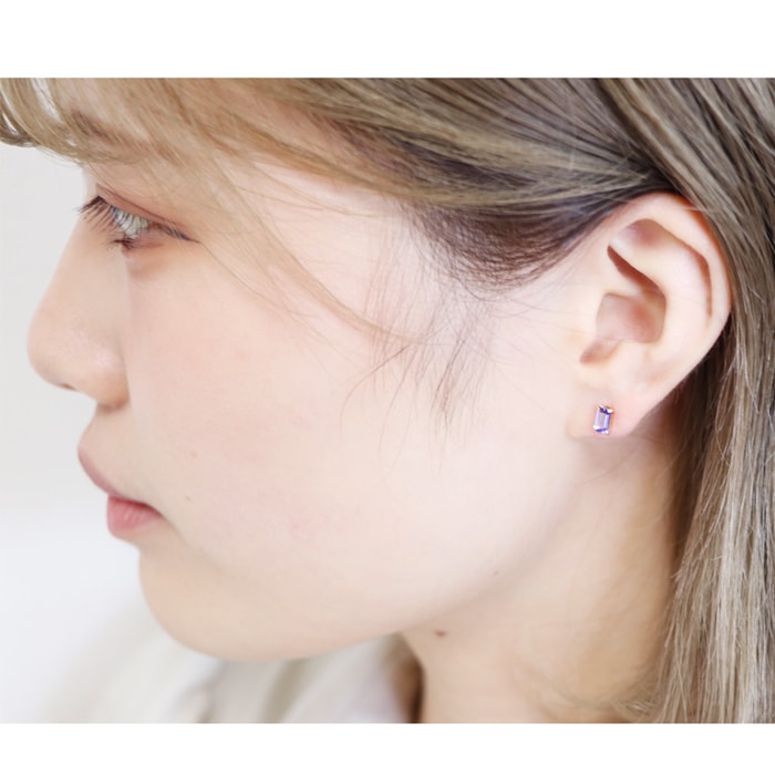18金 ピアス タンザナイト イエローゴールド スクエア シンプル 大人 女性 アクセサリー 天然石 青紫 一粒 上品 12月 誕生石 誕生日 プレゼント ギフト K18YG sqの画像