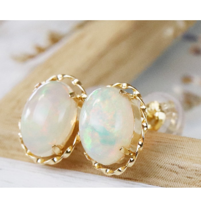 K18YG オパール 0.90ct 18金 イエローゴールド 天然石 シンプル 一粒