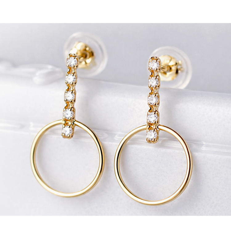K18YG ピアス ダイヤモンド 0.1ct 18金 イエローゴールド スタッドピアス 天然石 レディース ギフト 誕生日 記念日 プレゼント ダイアモンド メレダイヤ お祝いの画像