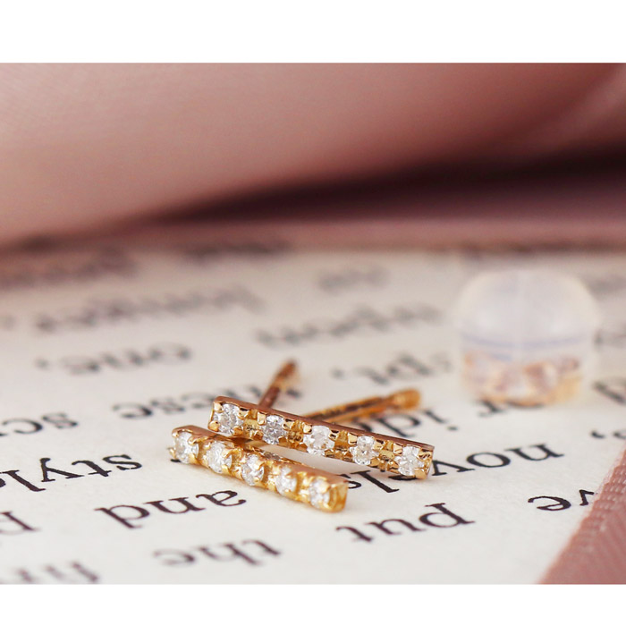 K18 ダイヤモンド ピアス ライン 18金 プレゼント 彼女 妻 嫁 誕生日