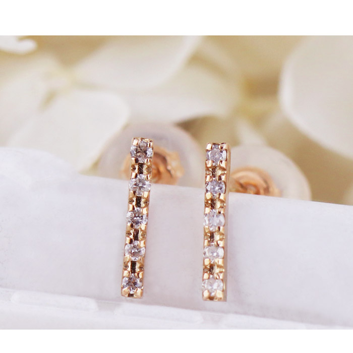 k18金ピアス ラインダイヤモンド付き 楽天市場】ダイヤモンド バー ピアス ライン 18金 18K K18 10金 10K