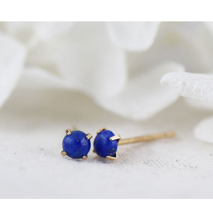 一粒 ピアス ラピスラズリ 18K 18金 シンプル 上品 きれいめ 彼女 