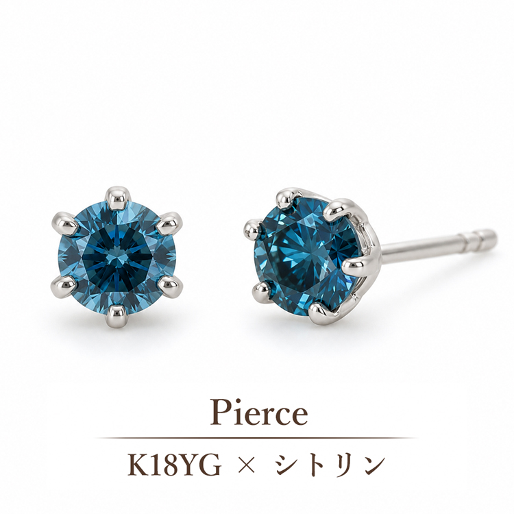 Pt900 ピアス ブルーダイヤモンド 0.1ct 一粒 6本爪 プラチナ スタッドピアス 天然ダイヤ レディース 誕生日 プレゼント ギフト 記念日 シンプル 上品 極小 女性