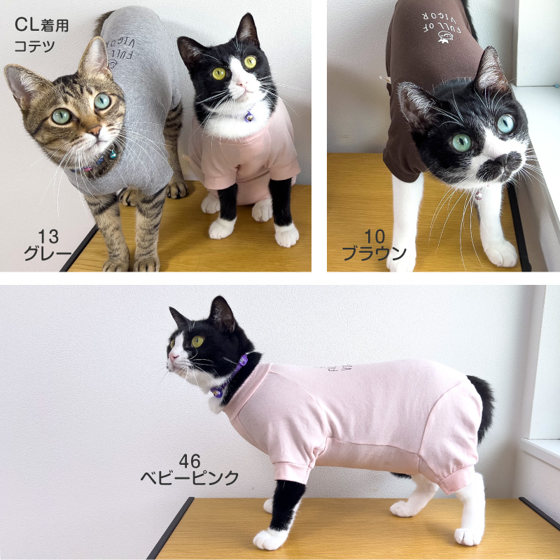 抜け毛対策 長袖 ロンパース【送料込】 猫用 伸びて 着せやすい バラエティ プリント 長袖 つなぎ 猫 服  過剰グルーミング 高齢 | full of vigor | 13