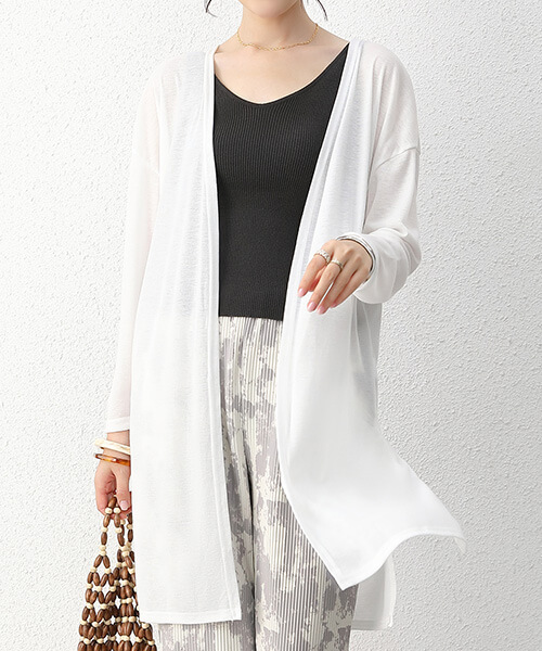 ニットカーディガン ニット カーディガン ロング丈 ショート丈 ノーカラー UV対策 冷房対策 きれいめ 上品 女性 大人 カジュアル シンプル rt2306 | ブランド登録なし | 11