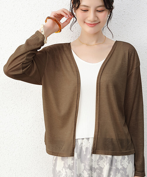 ニットカーディガン ニット カーディガン ロング丈 ショート丈 ノーカラー UV対策 冷房対策 きれいめ 上品 女性 大人 カジュアル シンプル rt2306 | ブランド登録なし | 06