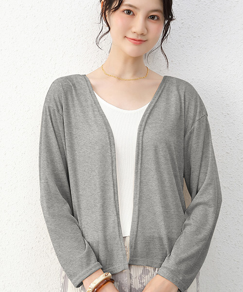 ニットカーディガン ニット カーディガン ロング丈 ショート丈 ノーカラー UV対策 冷房対策 きれいめ 上品 女性 大人 カジュアル シンプル rt2306 | ブランド登録なし | 10