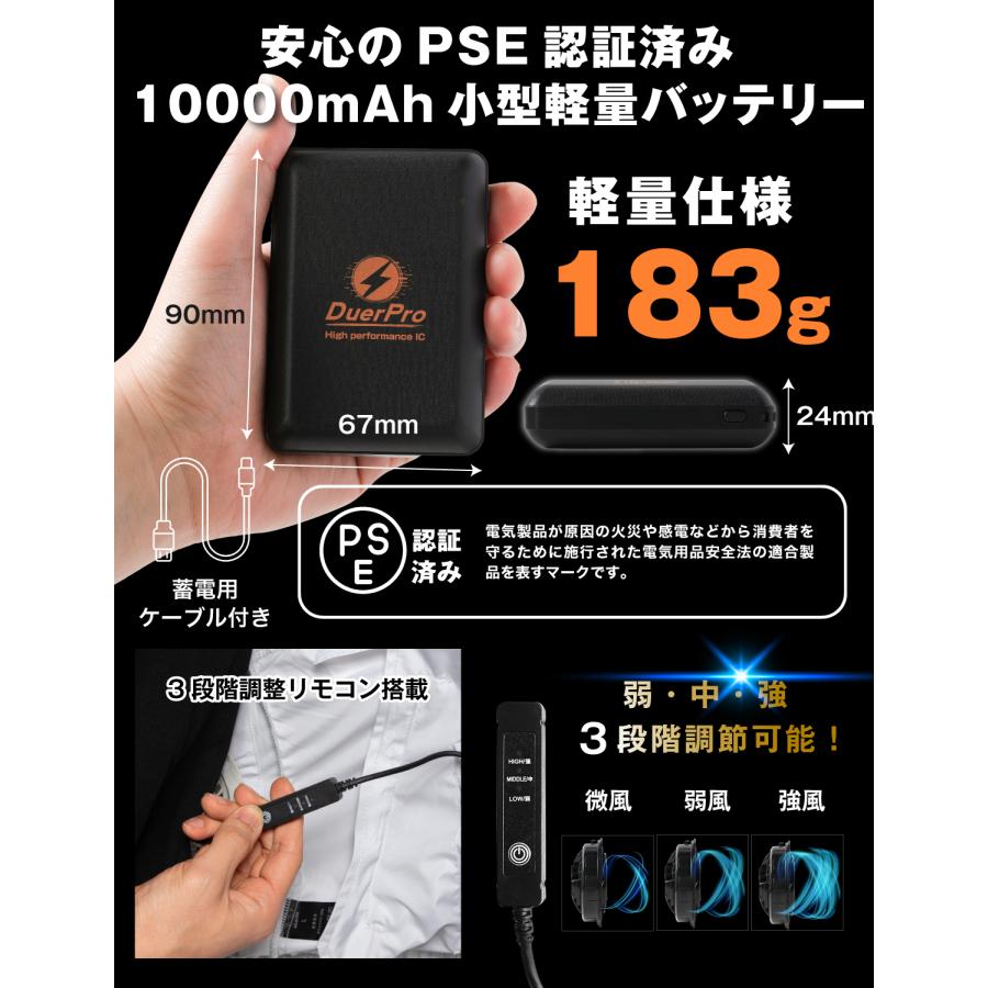 ファンバッテリーセット 空調作業服用 2025暴風ファン PSE認証済み Bestanswer 空調ファンフルセット 2025 専用バッテリー付き 空調