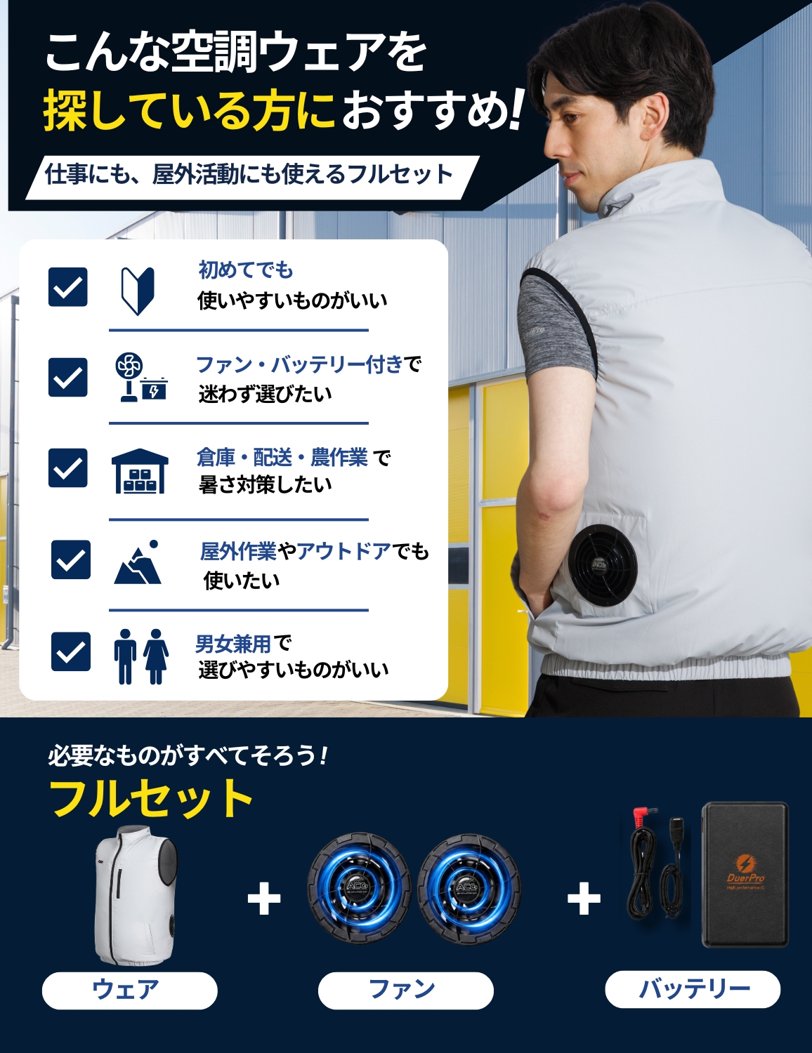 DUERFUSA（デュアルフューサ） 空調ウェア ファン付きベスト フル