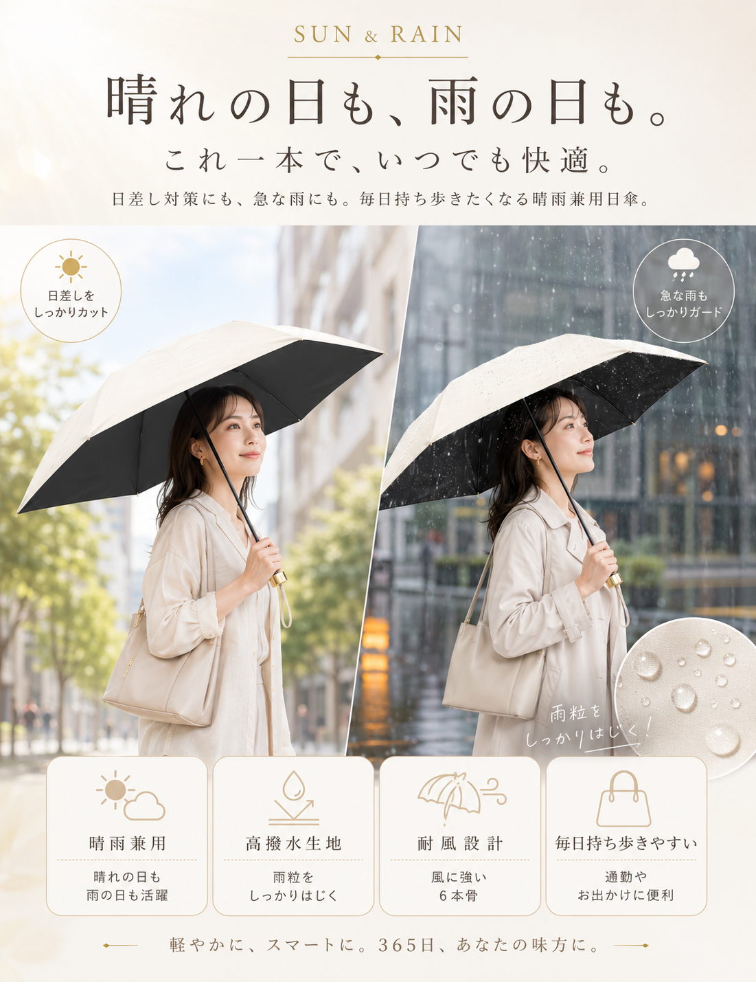 【逆戻り防止・ラクラク収納】日傘 自動開閉 晴...の詳細画像5