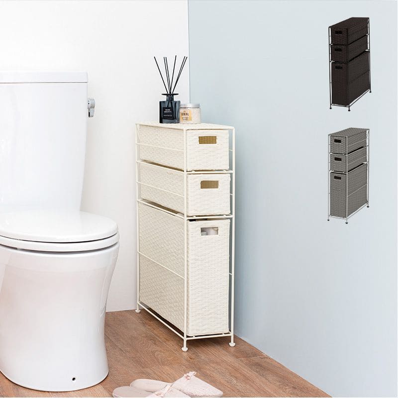 トイレラック ラタン スリム スリムラック トイレ 引き出し 白 トイレ