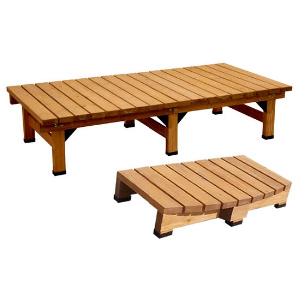 縁台 縁側 木製 180 デッキ 庭 ベンチ ウッドデッキ 180×90 天然木 diy スリム ベランダ ステップ 踏み台 屋外 台 ガーデン テラス 椅子 セット 2点 おしゃれの画像