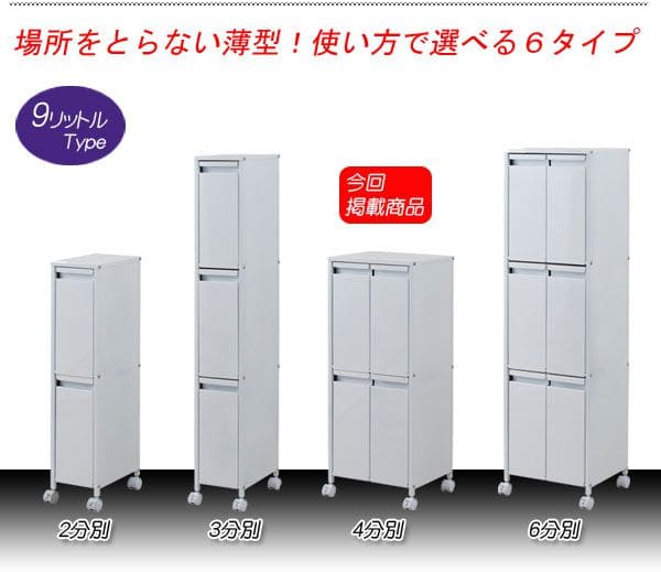 ゴミ箱 スリム 2段 4分別 幅35 フタ付き ラック 斜め
