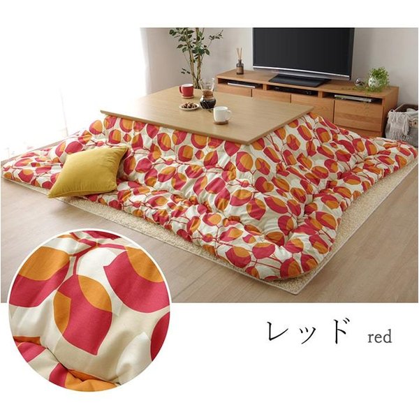 こたつ布団/寝具 【花柄 掛け単品 ピンク 約205×205cm】 正方形 日本製 国産 洗える ウォッシャブル 綿100％ 躓き防止仕様 〔リビング〕 送料無料 こたつ布団 日本製 長方形 洗濯 こたつ 洗える 掛け布団 厚手 北欧