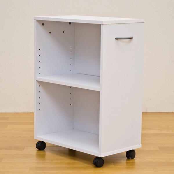 カラーボックス 2段 キャスター ワゴン 木製 デスクワゴン 本棚 木目