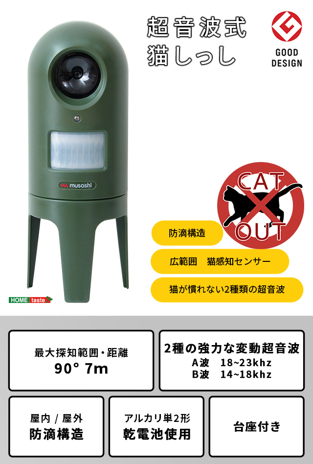 猫よけ 超音波 庭 センサー 置くだけ 花壇 機械 玄関 最強 グッズ 置物