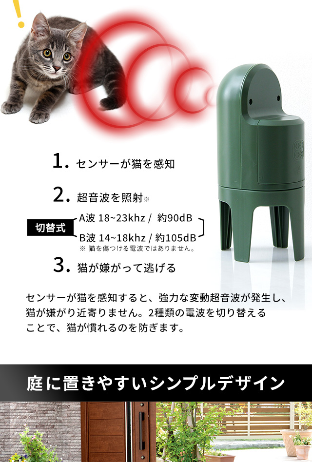 猫よけ 超音波 庭 センサー 置くだけ 花壇 機械 玄関 最強 グッズ 置物