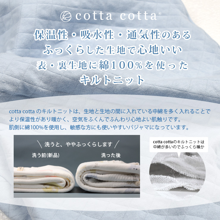 cottacottaキルトニットトレーナーパジャマ・メンズ 生地比較