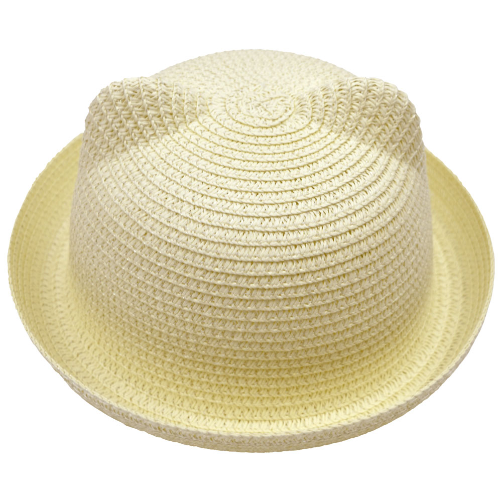 耳付き 帽子 ベビー キッズ麦わら帽子 あご紐付 50cm 51cm 52cm 男の子