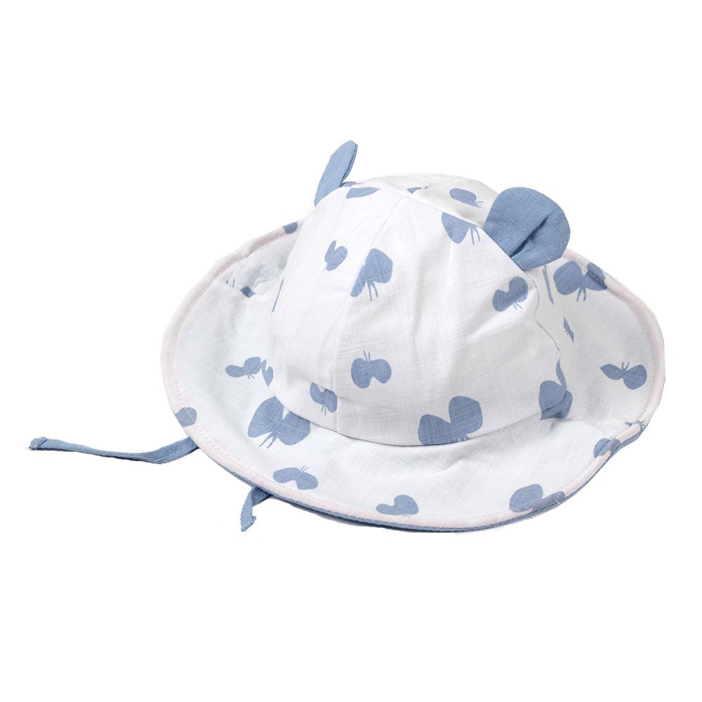ベビー 帽子 耳付き つば広 ハット あご紐付き 45cm 46cm 47cm 48cm 赤ちゃん キッズ クマ耳 猫耳 水玉 ドット 蝶 ちょうちょ 春夏 日よけ B エルムンド 通販 Yahoo ショッピング