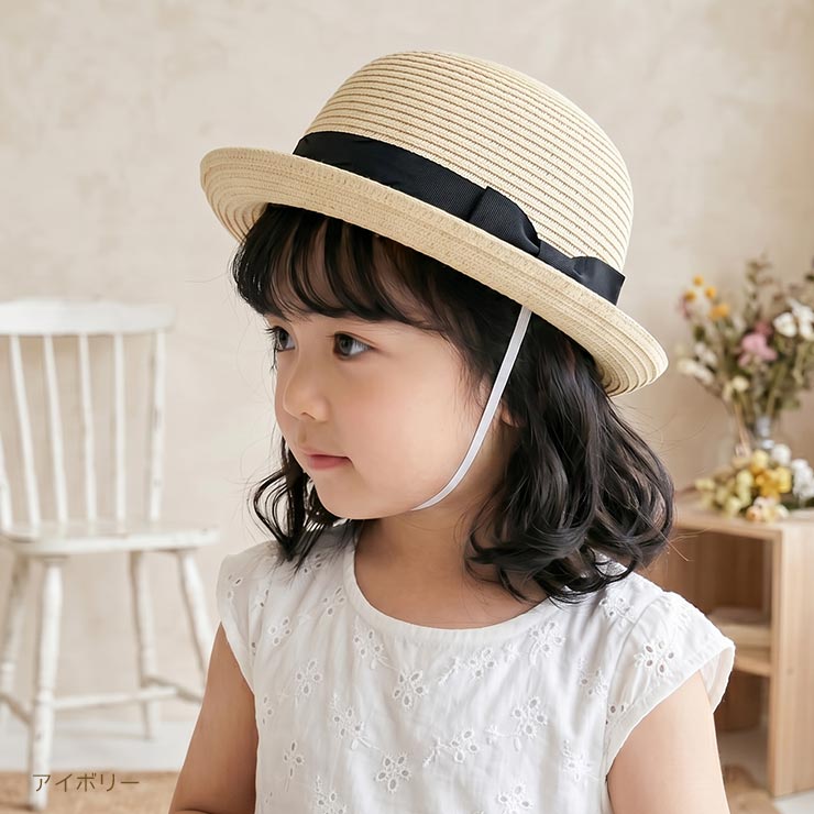 キッズ ストローハット 51cm 50cm 49cm 麦わら帽子 帽子 ゴム付き