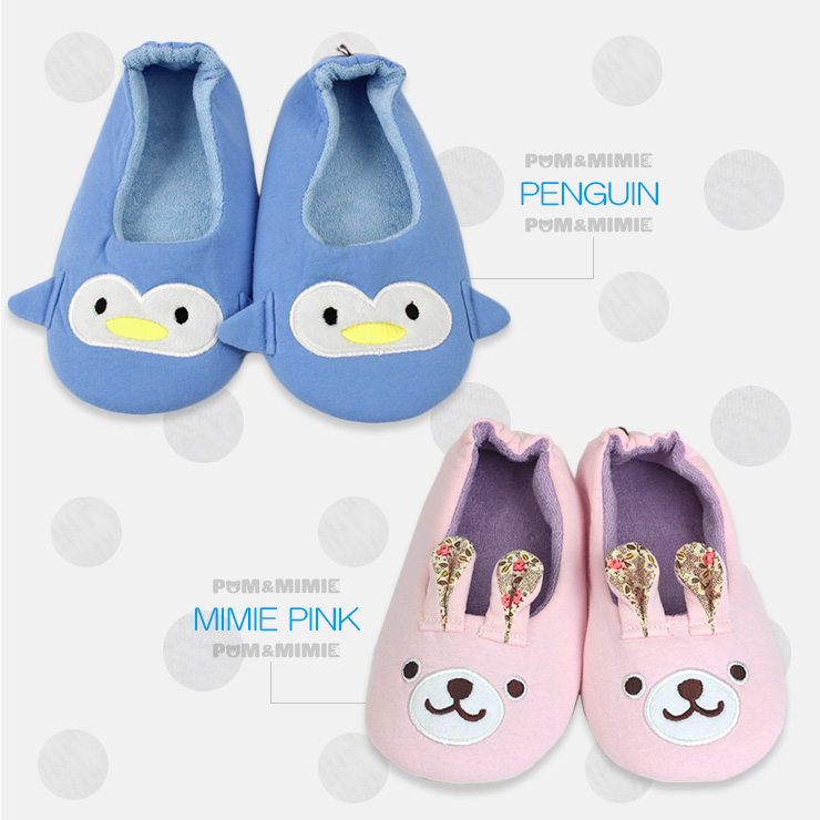 POM&MIMIEキッズスウェットルームシューズ PENGUIN・MIMIEPINK