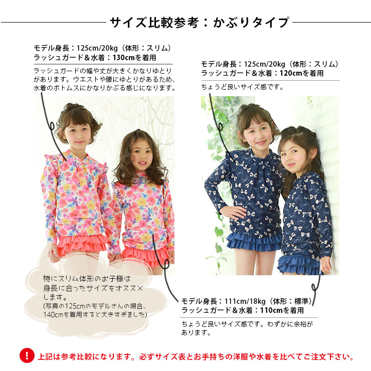 BOST★Rラッシュガード 参考サイズ比較：かぶり