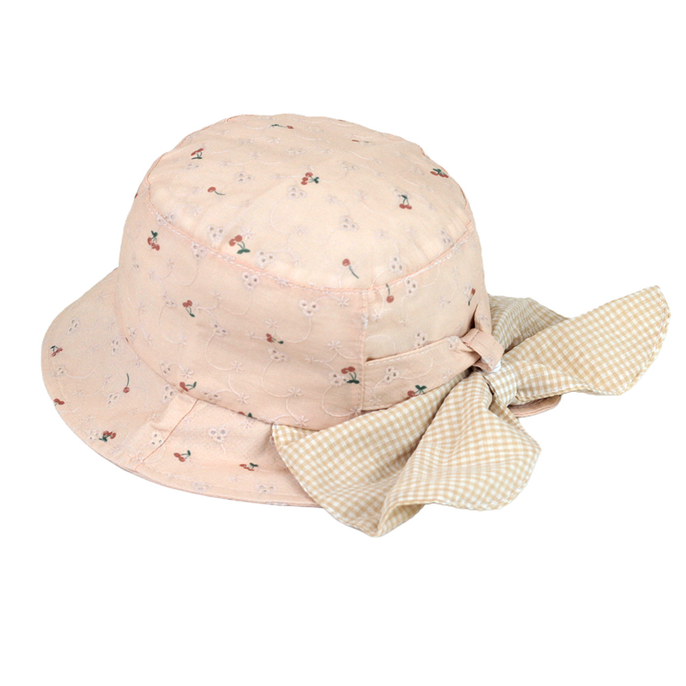 ベビー キッズ 2way 帽子 ゴム付き 日よけ たれ付き 女の子 45cm 46cm
