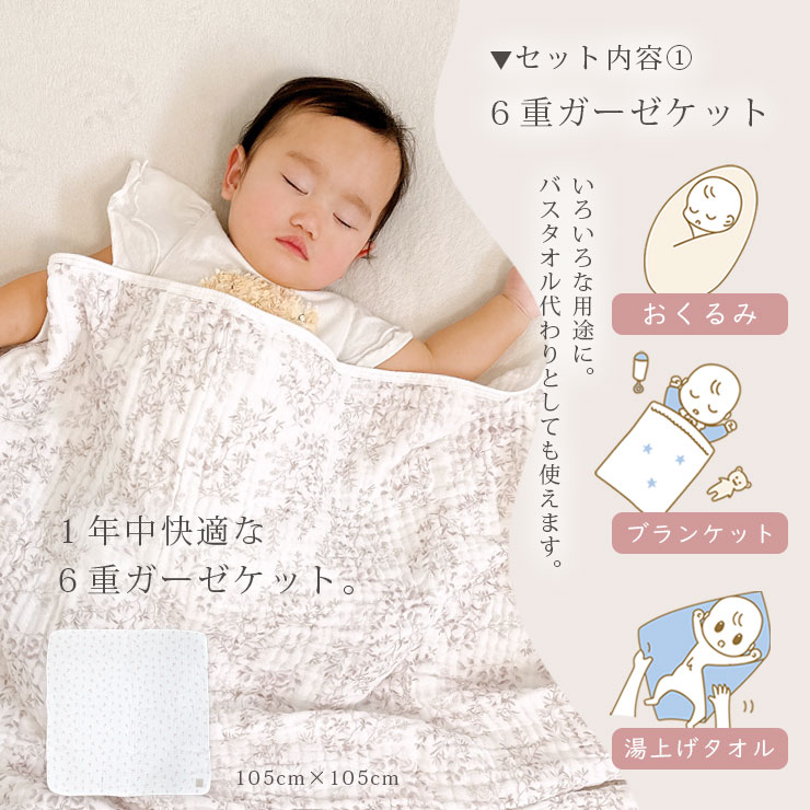 cottacotta ギフトセット3点セット 6重ガーゼケットについて